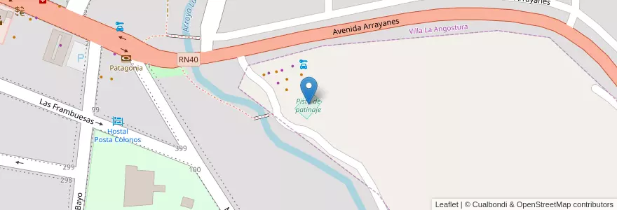 Mapa de ubicacion de Pista de patinaje en Arjantin, Şili, Neuquén, Departamento Los Lagos, Villa La Angostura, Villa La Angostura.