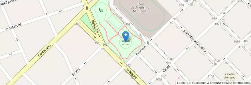 Mapa de ubicacion de Pista de skate en アルゼンチン, チュブ州, Trelew, Departamento Rawson.