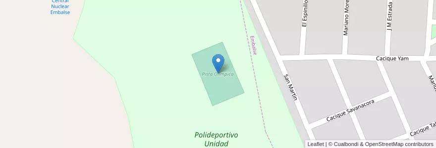 Mapa de ubicacion de Pista Olímpica en Arjantin, Córdoba, Departamento Calamuchita, Pedanía Cóndores, Municipio De Embalse.