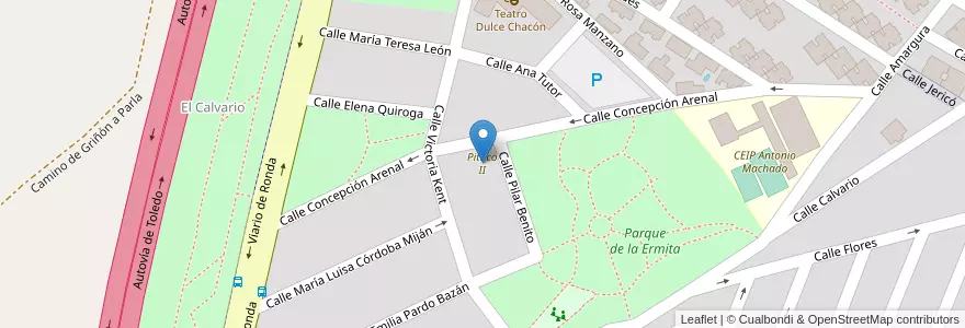 Mapa de ubicacion de Pituco II en 스페인, Comunidad De Madrid, Comunidad De Madrid, Área Metropolitana De Madrid Y Corredor Del Henares, Parla.
