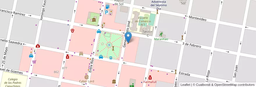 Mapa de ubicacion de Pizza 40 en آرژانتین, استان انتره ریوس, Departamento Concordia, Distrito Suburbios, Concordia, Concordia.