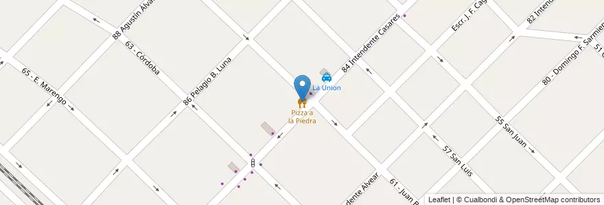 Mapa de ubicacion de Pizza a la Piedra en Arjantin, Buenos Aires, Partido De General San Martín, San Andrés.