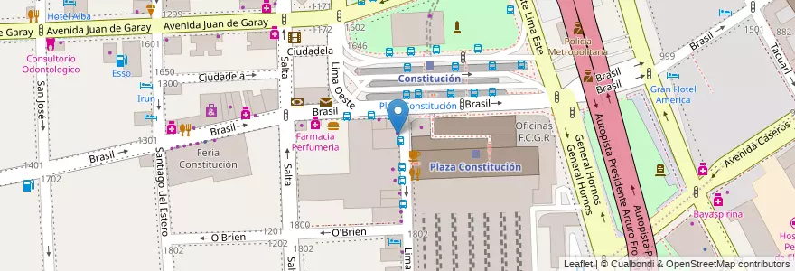 Mapa de ubicacion de Pizza Al Corte, Constitucion en アルゼンチン, Ciudad Autónoma De Buenos Aires, Comuna 4, Comuna 1, ブエノスアイレス.