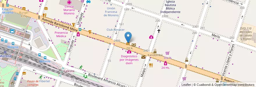 Mapa de ubicacion de Pizza al Paso en Arjantin, Buenos Aires, Partido De Moreno, Moreno.