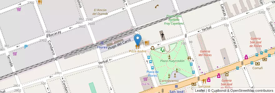 Mapa de ubicacion de Pizza Andre, Flores en Argentinië, Ciudad Autónoma De Buenos Aires, Comuna 7, Buenos Aires.