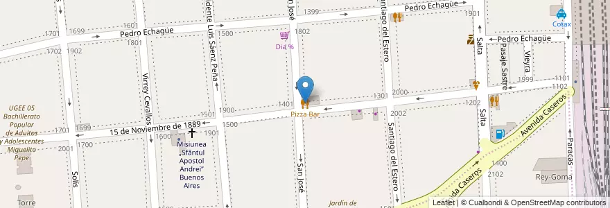 Mapa de ubicacion de Pizza Bar, Constitucion en Arjantin, Ciudad Autónoma De Buenos Aires, Comuna 4, Comuna 1, Buenos Aires.