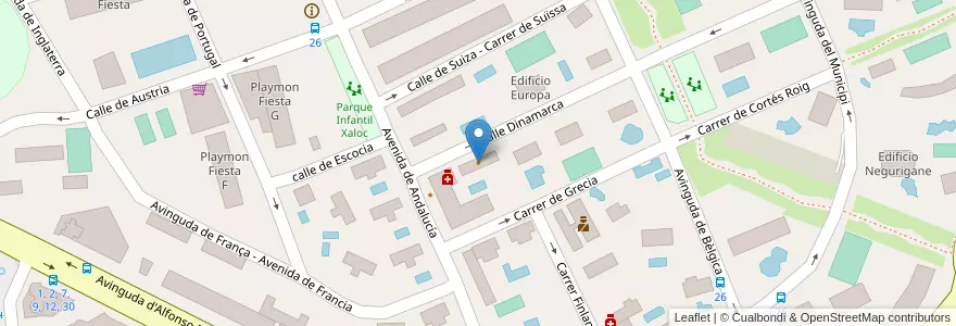 Mapa de ubicacion de Pizza Bella en Spain, Valencian Community, Alacant / Alicante, La Marina Baixa, Benidorm.