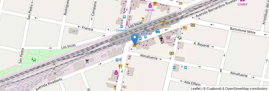 Mapa de ubicacion de Pizza Blue en Argentine, Province De Buenos Aires, Partido De Morón, Castelar.