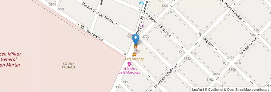 Mapa de ubicacion de Pizza Burguer en Argentina, Buenos Aires, Partido De General San Martín, Villa Ballester.