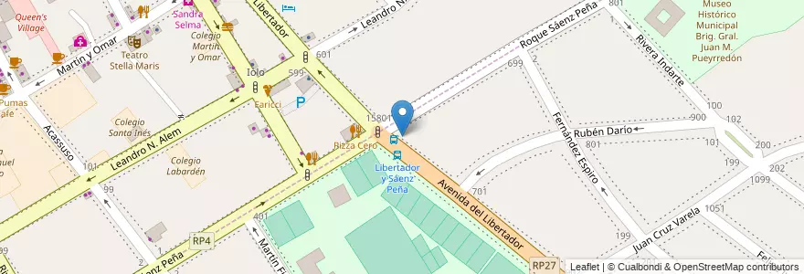 Mapa de ubicacion de Pizza Calia en Argentinië, Buenos Aires, Partido De San Isidro, San Isidro, Acassuso.