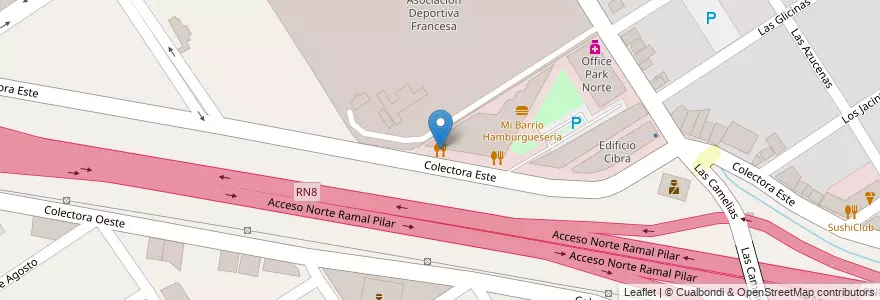 Mapa de ubicacion de Pizza Cero en 阿根廷, 布宜诺斯艾利斯省, Partido Del Pilar.