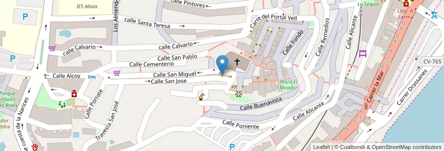 Mapa de ubicacion de Pizza & Cia en اسپانیا, Comunitat Valenciana, Alacant / Alicante, La Marina Baixa, Altea.