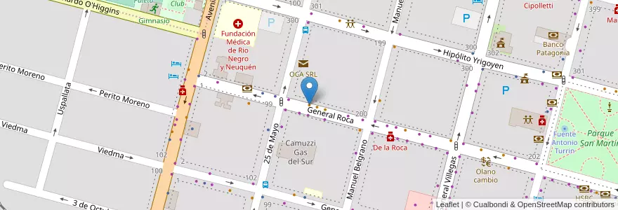 Mapa de ubicacion de Pizza Fava en Argentina, Chile, Wilayah Río Negro, Cipolletti, Departamento General Roca.