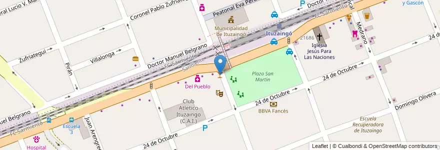 Mapa de ubicacion de Pizza Fax en 아르헨티나, 부에노스아이레스주, Partido De Ituzaingó, Ituzaingó.