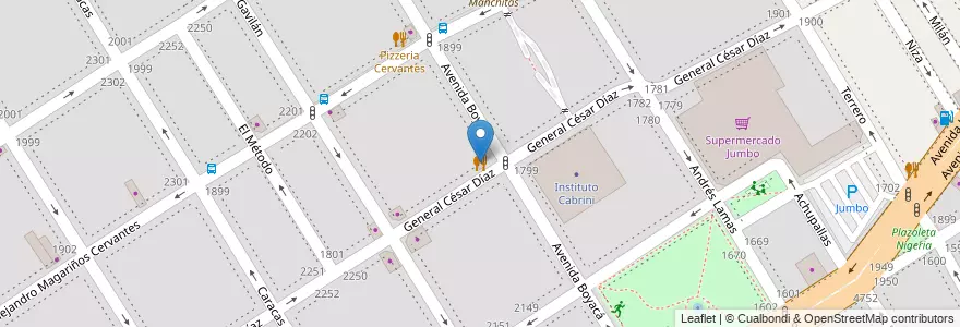 Mapa de ubicacion de Pizza Grossa, Villa General Mitre en アルゼンチン, Ciudad Autónoma De Buenos Aires, ブエノスアイレス, Comuna 11.