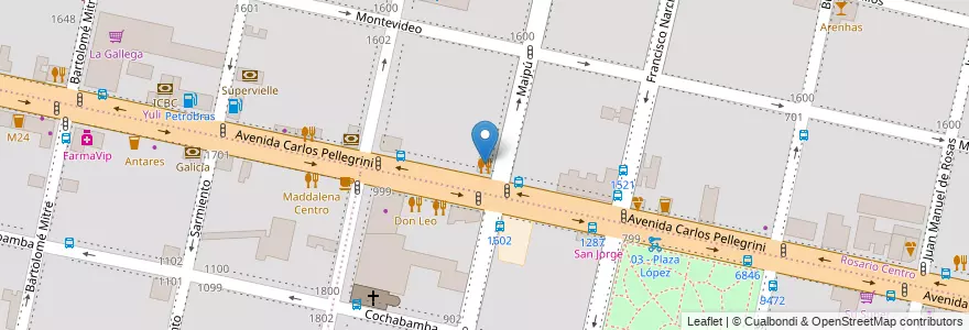 Mapa de ubicacion de Pizza Hot en アルゼンチン, サンタフェ州, Departamento Rosario, Municipio De Rosario, ロサリオ.