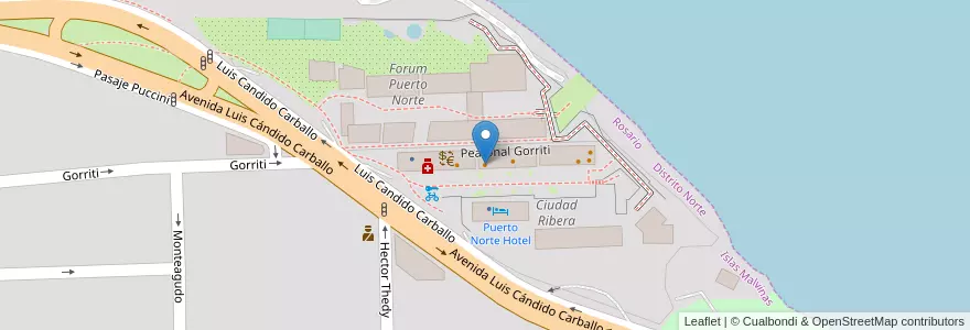 Mapa de ubicacion de Pizza Hot en アルゼンチン, サンタフェ州, Departamento Rosario, Municipio De Rosario, ロサリオ.