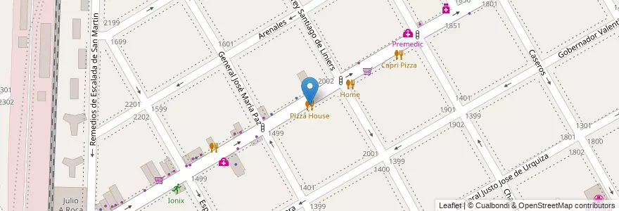 Mapa de ubicacion de Pizza House en الأرجنتين, بوينس آيرس, Partido De Vicente López, Vicente López.
