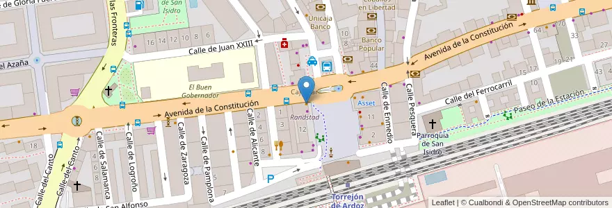 Mapa de ubicacion de Pizza Hut en スペイン, マドリード州, Comunidad De Madrid, Área Metropolitana De Madrid Y Corredor Del Henares, Torrejón De Ardoz.
