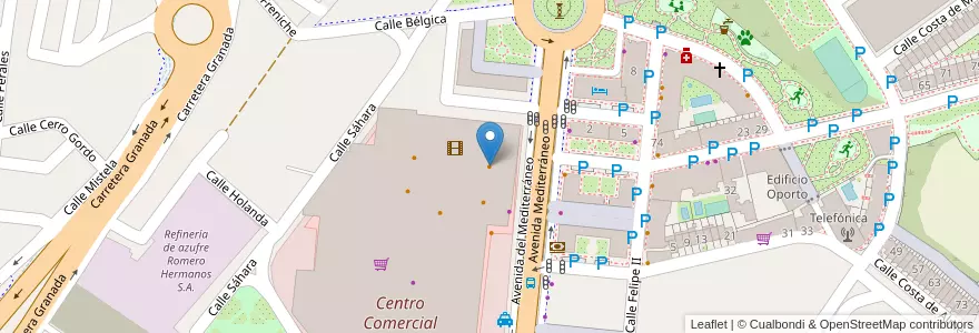Mapa de ubicacion de Pizza Hut en Spain, Andalusia, Almeria, Almeria.