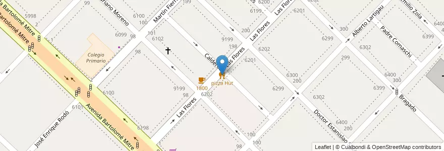 Mapa de ubicacion de pizza Hut en الأرجنتين, بوينس آيرس, Partido De Avellaneda, Wilde.
