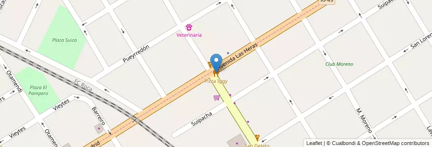Mapa de ubicacion de Pizza Iggy en 아르헨티나, 부에노스아이레스주, Partido De Quilmes, Quilmes.