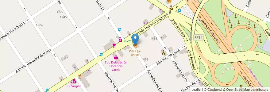 Mapa de ubicacion de Pizza Ju-an-se en 아르헨티나, 부에노스아이레스주, Partido De Florencio Varela, Florencio Varela.