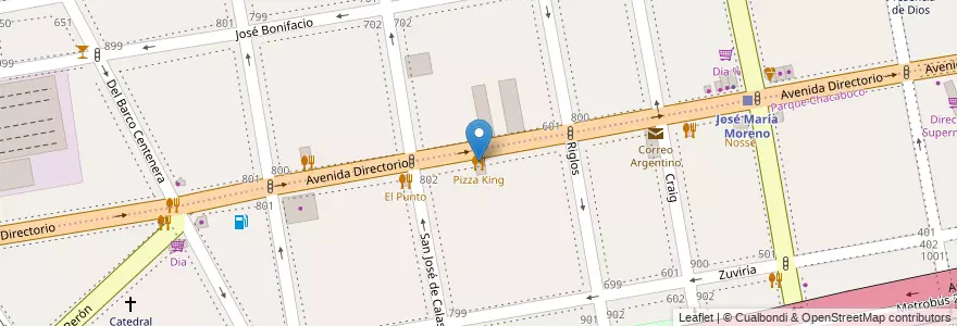 Mapa de ubicacion de Pizza King, Parque Chacabuco en Arjantin, Ciudad Autónoma De Buenos Aires, Buenos Aires.