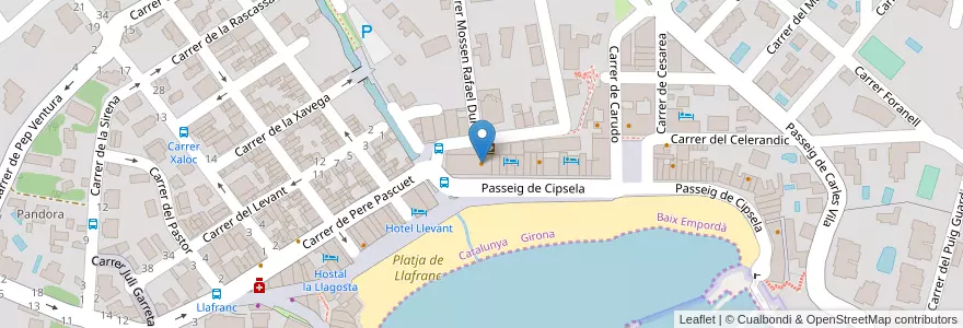 Mapa de ubicacion de Pizza la Nova Pasta en 西班牙, Catalunya, 赫罗纳, Baix Empordà, Palafrugell.