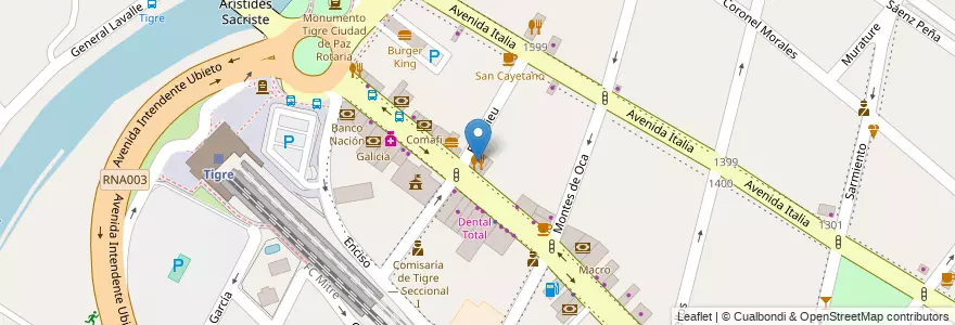Mapa de ubicacion de Pizza Libre en Argentinië, Buenos Aires, Partido De Tigre, Tigre.