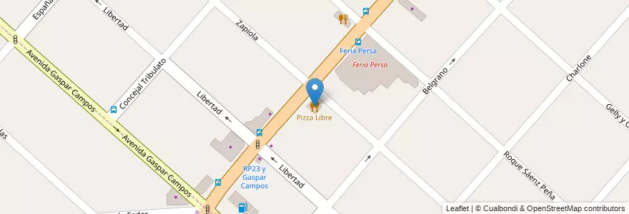 Mapa de ubicacion de Pizza Libre en الأرجنتين, بوينس آيرس, Partido De San Miguel, San Miguel.