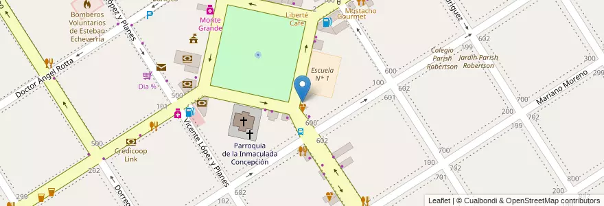 Mapa de ubicacion de Pizza Mano en 아르헨티나, 부에노스아이레스주, Partido De Esteban Echeverría, Monte Grande.
