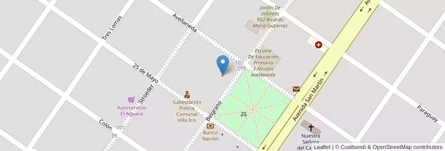 Mapa de ubicacion de Pizza Morena en アルゼンチン, ブエノスアイレス州, Partido De Puan, Villa Iris.