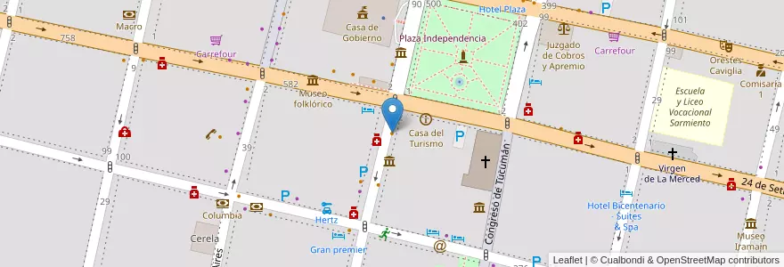 Mapa de ubicacion de Pizza Mostacho en アルゼンチン, トゥクマン州, San Miguel De Tucumán, Departamento Capital, San Miguel De Tucumán.