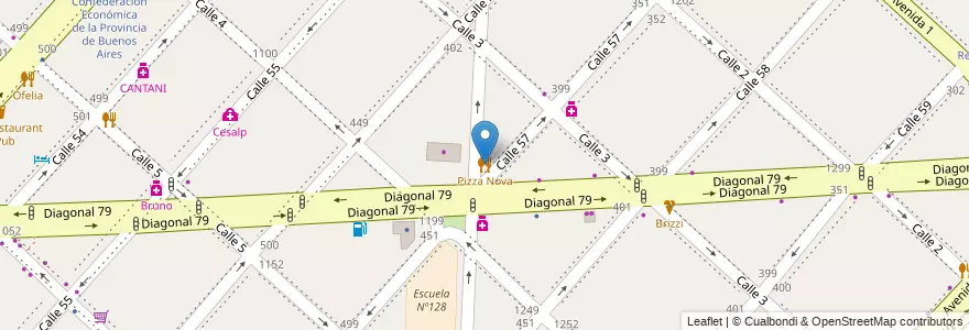 Mapa de ubicacion de Pizza Nova, Casco Urbano en 阿根廷, 布宜诺斯艾利斯省, Partido De La Plata, La Plata.
