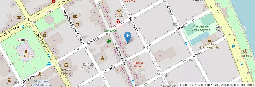 Mapa de ubicacion de Pizza Pacuca en アルゼンチン, リオネグロ州, Departamento Adolfo Alsina, Viedma, Viedma.
