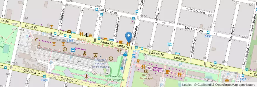 Mapa de ubicacion de Pizza Piazza en 阿根廷, Santa Fe, Departamento Rosario, Municipio De Rosario, 罗萨里奥.