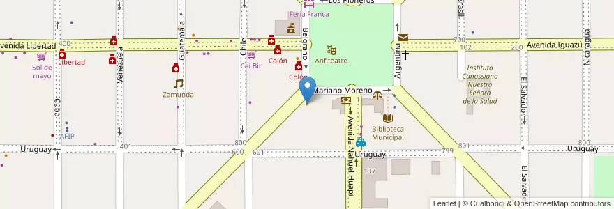 Mapa de ubicacion de Pizza Plaza en Аргентина, Misiones, Departamento San Ignacio, Municipio De Jardín América.