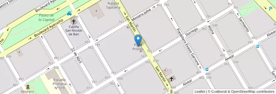 Mapa de ubicacion de Pizza Pronto en الأرجنتين, ريو نيغرو, Departamento Adolfo Alsina, Viedma, Viedma.