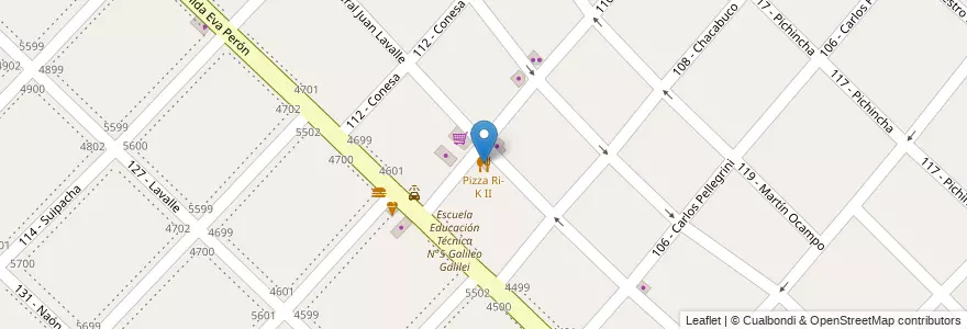 Mapa de ubicacion de Pizza Ri-K II en Arjantin, Buenos Aires, Partido De General San Martín, Billinghurst.