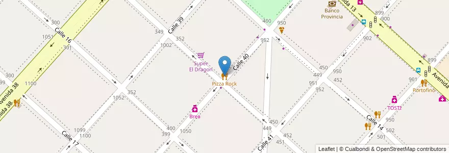 Mapa de ubicacion de Pizza Rock, Casco Urbano en アルゼンチン, ブエノスアイレス州, Partido De La Plata, La Plata.