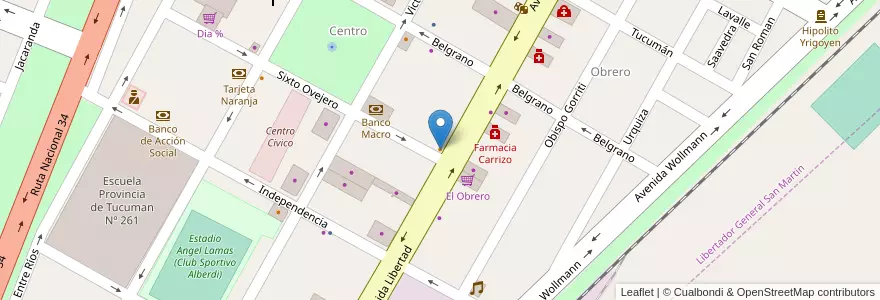 Mapa de ubicacion de Pizza Romy en アルゼンチン, フフイ州, Departamento Ledesma, Municipio De Libertador General San Martín, Libertador General San Martín.
