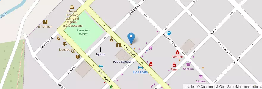 Mapa de ubicacion de Pizza Roon en Argentina, Chile, Wilayah Neuquén, Departamento Chos Malal, Chos Malal, Chos Malal.