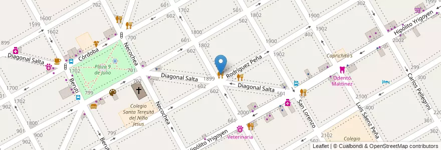 Mapa de ubicacion de Pizza Roon en 阿根廷, 布宜诺斯艾利斯省, Partido De San Isidro, Martínez.