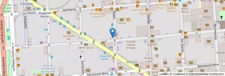 Mapa de ubicacion de Pizza, San Nicolas en Arjantin, Ciudad Autónoma De Buenos Aires, Comuna 1, Buenos Aires.
