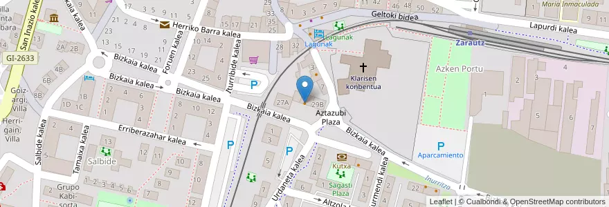 Mapa de ubicacion de Pizza Sprint en إسبانيا, إقليم الباسك, غيبوثكوا, أورولا كوستا, ثاراوث.