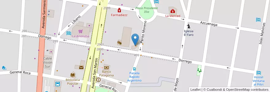 Mapa de ubicacion de Pizza Uno en آرژانتین, شیلی, استان ریو نگرو، آرژانتین, Departamento Bariloche, El Bolsón.