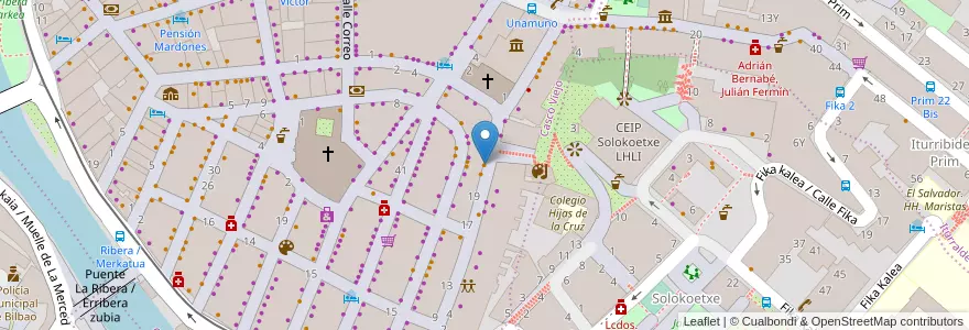 Mapa de ubicacion de Pizza Via en İspanya, Bask Bölgesi, Bizkaia, Bilboaldea, Bilbao.