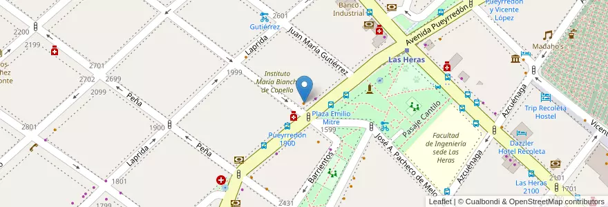 Mapa de ubicacion de Pizza Way, Recoleta en アルゼンチン, Ciudad Autónoma De Buenos Aires, Comuna 2, ブエノスアイレス.