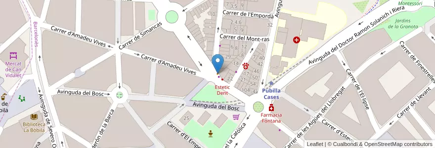 Mapa de ubicacion de Pizza World en Sepanyol, Catalunya, Barcelona, Barcelonès.